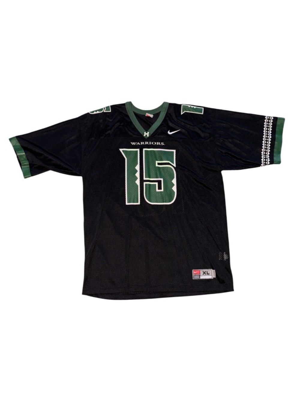 University of Hawaii UH Nike Black and Green Warriors Football Jersey No. 15  XL
